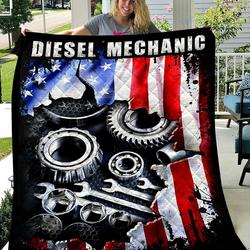 Custom Blanket Diesel Mechanic Quilt Blanket - Gift For Dad - Quilt Blanket and Home Decor