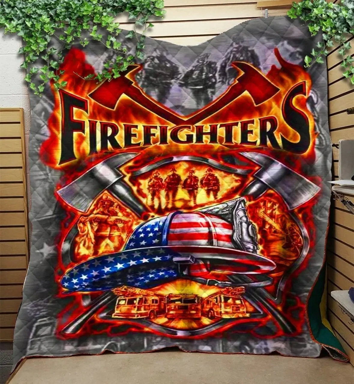 Custom Blanket Firefighter Usa Blanket - Perfect Gift For Dad - Quilt Blanket and Home Decor