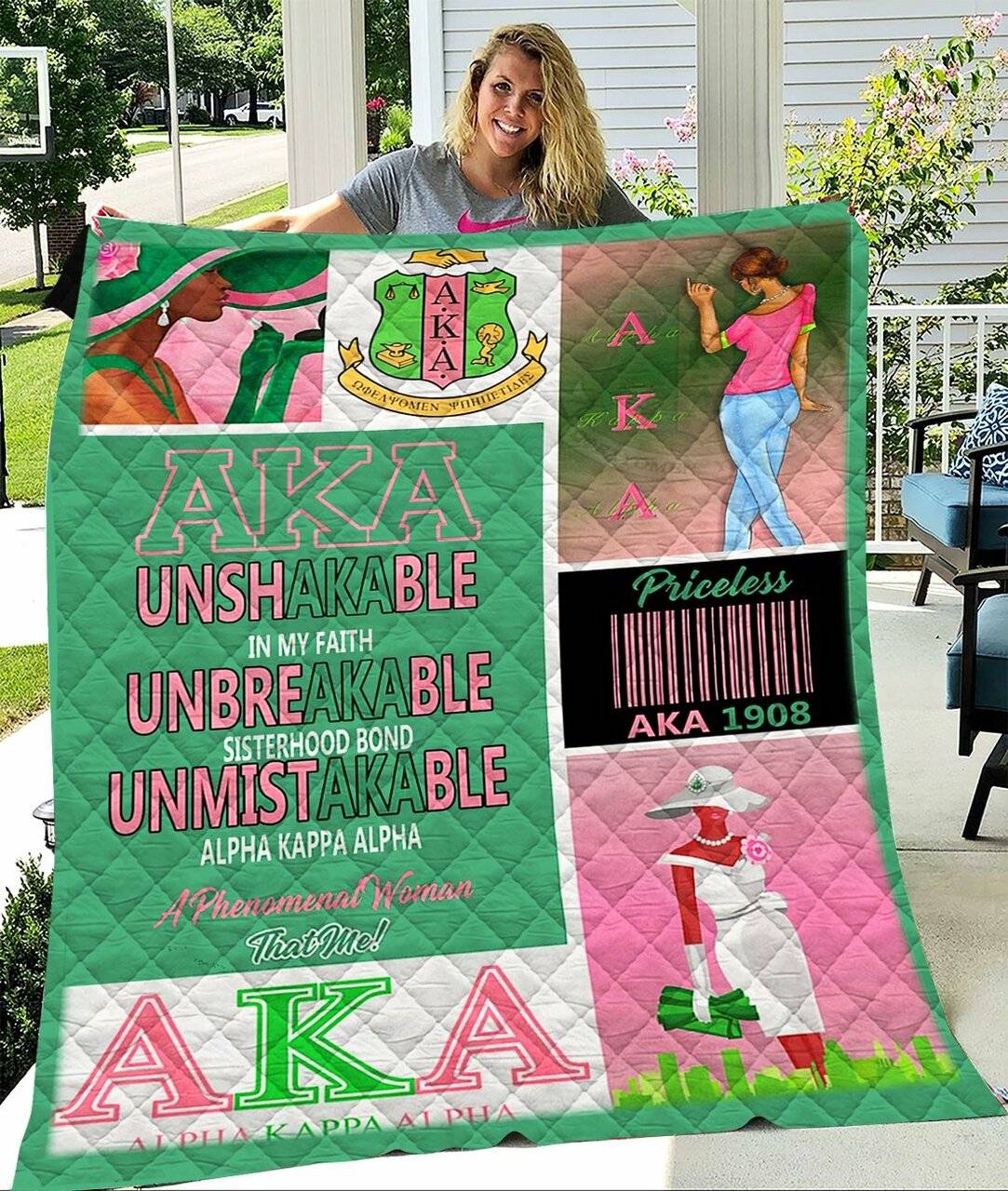 Custom Blankets Alpha Kappa Alpha Quilt Blanket - Quilt Blanket and Home Decor