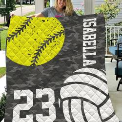 Custom Softball Volleyball Personalized Blanket Jfj Quilt Tdt and Home Decor