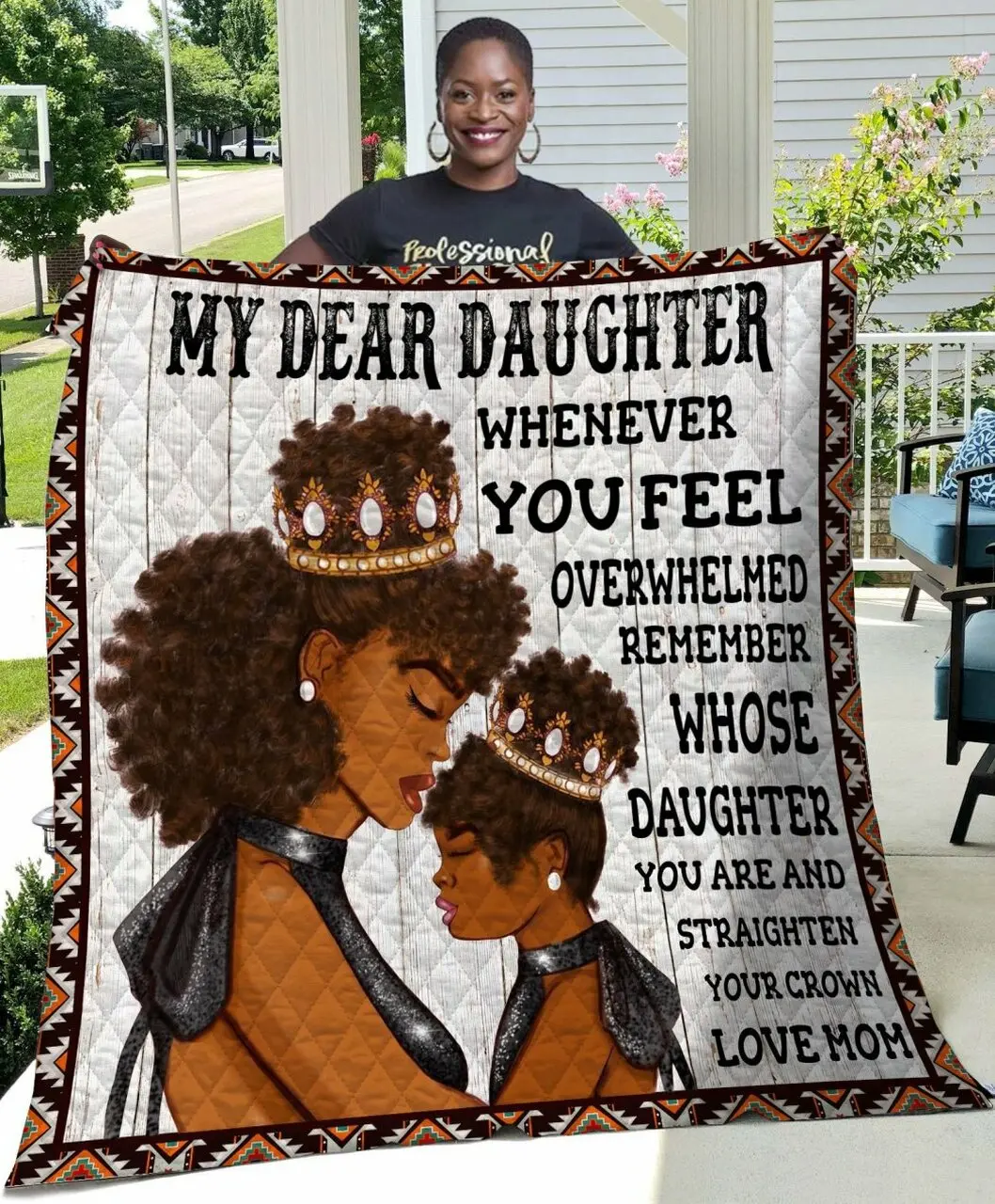 Customized Black Mom And Daughter Black Family Quilt and Home Decor