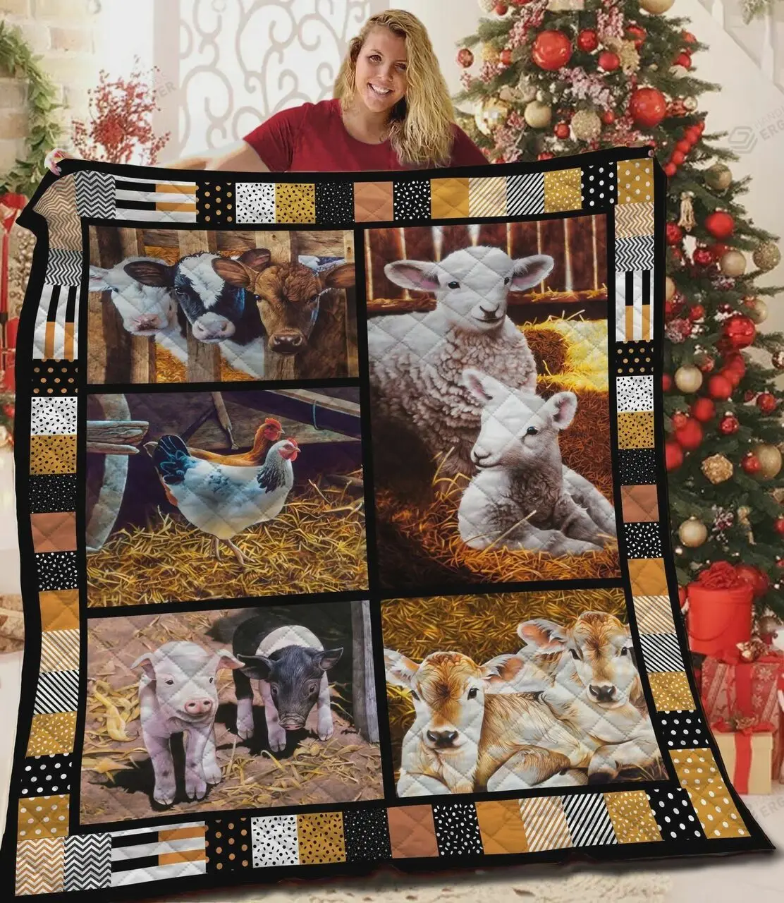 Cute Animals Farm Quilt Blanket Great Customized Blanket Gifts For Birthday Christmas Thanksgiving and Home Decor