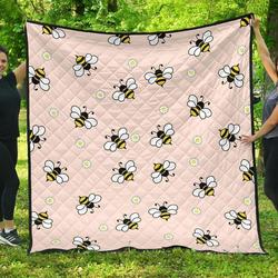 Cute Bee Flower Pattern Pink Background DHCDHC DT1910 Quilt Blanket and Home Decor
