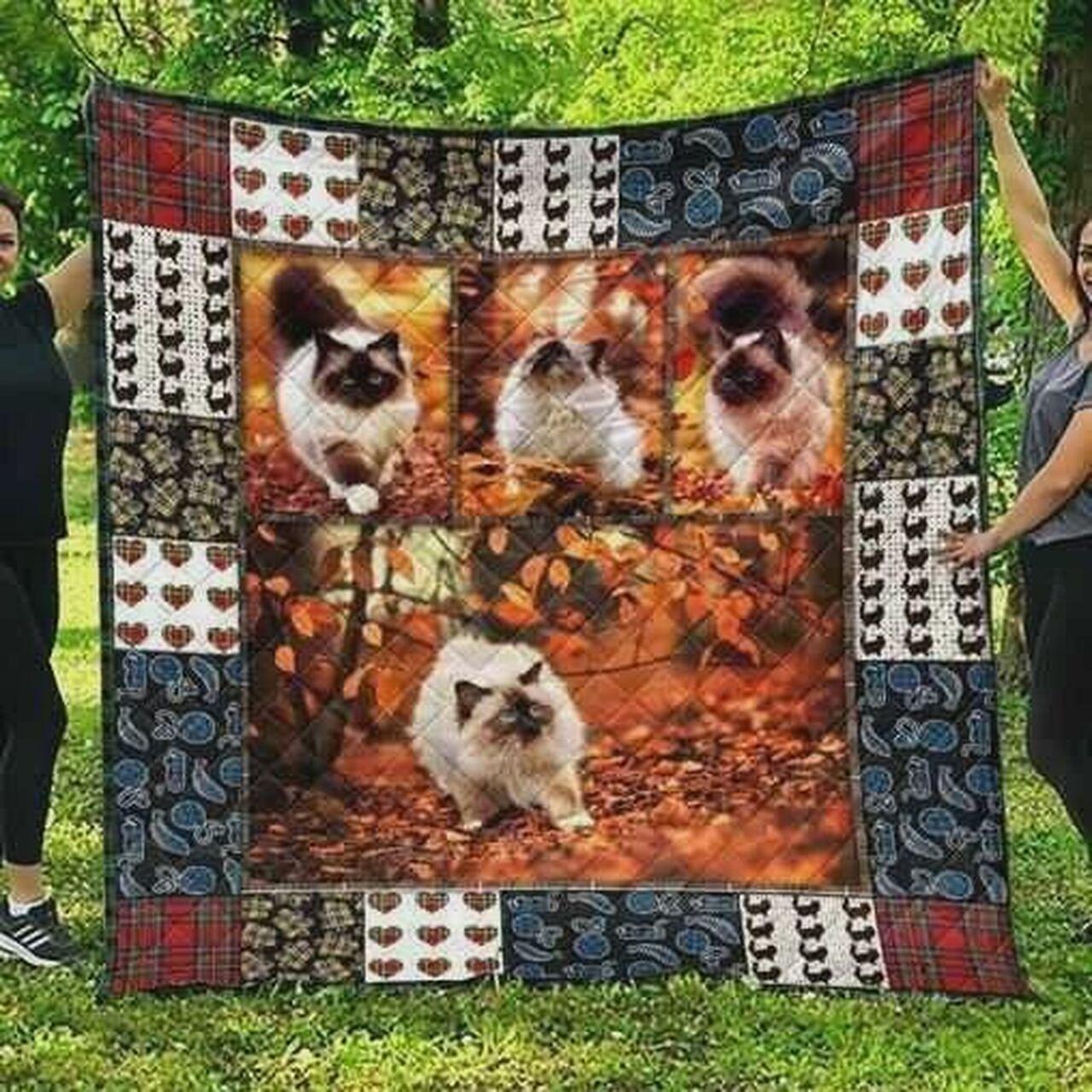 Cute Birman Cat Quilt Blanket Great Customized Gifts For Birthday Christmas Thanksgiving and Home Decor