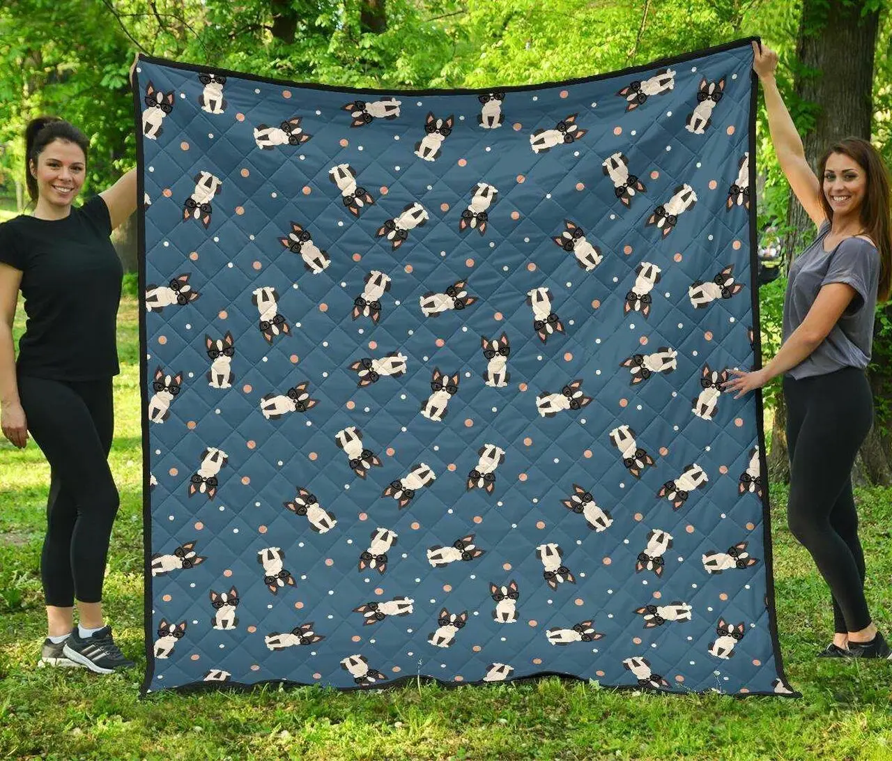 Cute Boston Terrier Dog Spattern DHCDHC DT1910 Quilt Blanket and Home Decor