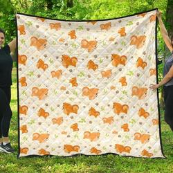 Cute Brown Pomeranian Paw Leave Bone Pattern DHCDHC DT1910 Quilt Blanket and Home Decor