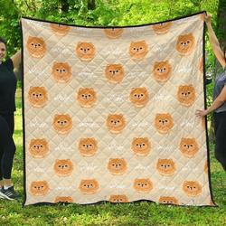 Cute Brown Pomeranian Puppy DHCDHC DT1910 Quilt Blanket and Home Decor