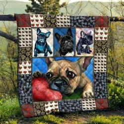 Cute Bulldog Pets Dog Blanket Th1807 Quilt and Home Decor