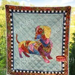 Cute Colors Farbic Dachshund DD25090110CL Quilt Blanket and Home Decor