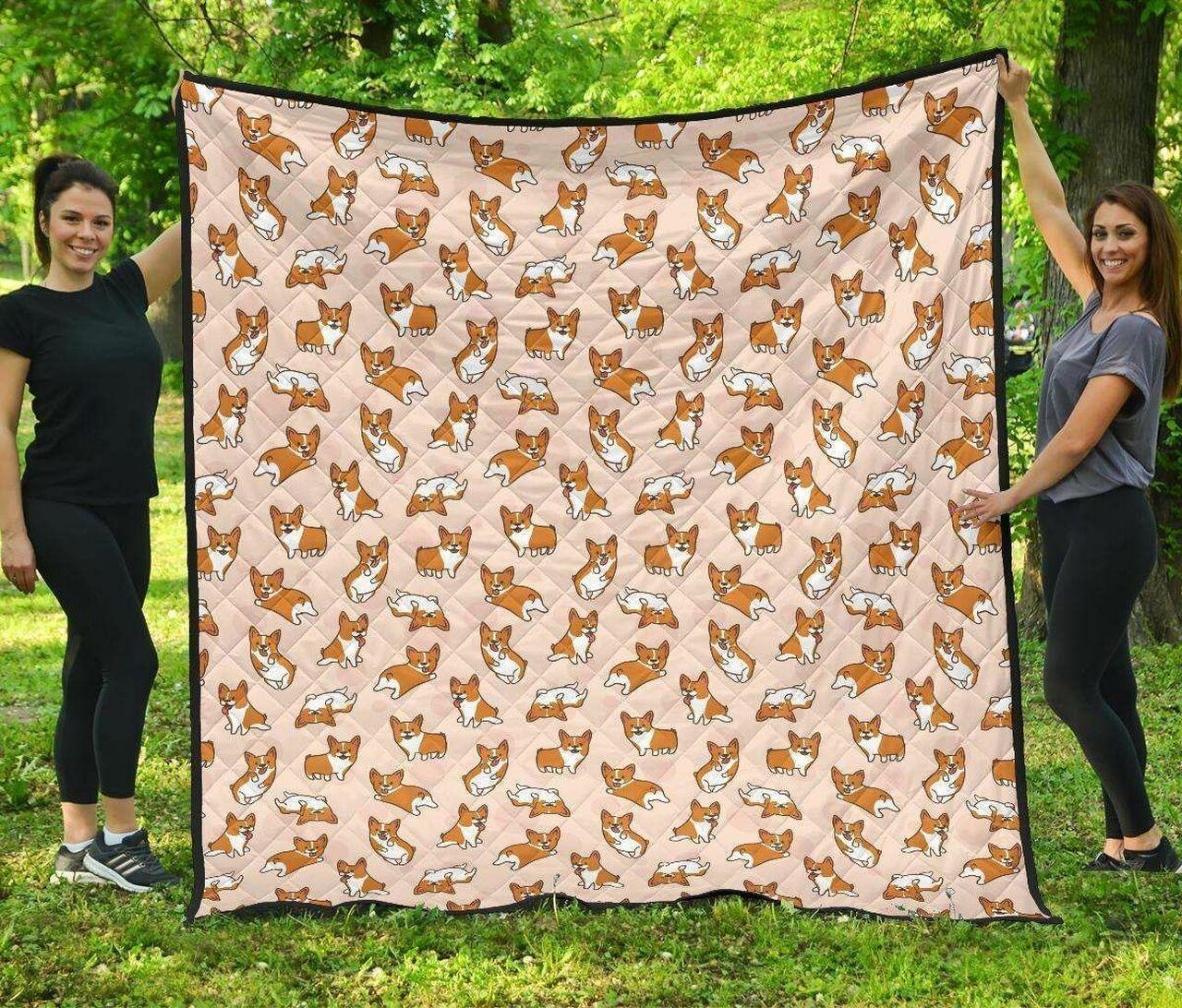 Cute Corgis Pattern Pink Background DHCDHC DT1910 Quilt Blanket and Home Decor