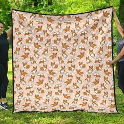Cute Corgis Pattern Pink Background DHCDHC DT1910 Quilt Blanket and Home Decor