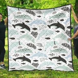 Cute Dolphins Childish Style Pattern DHCDHC DT1910 Quilt Blanket and Home Decor