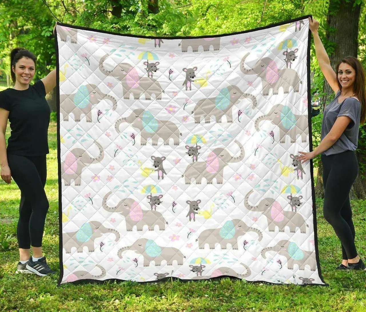 Cute Elephant Mouse Pattern DHCDHC DT1910 Quilt Blanket and Home Decor