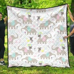 Cute Elephant Mouse Pattern DHCDHC DT1910 Quilt Blanket and Home Decor
