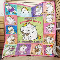 Cute Fat Unicorn Hur Quilt Cysigx and Home Decor