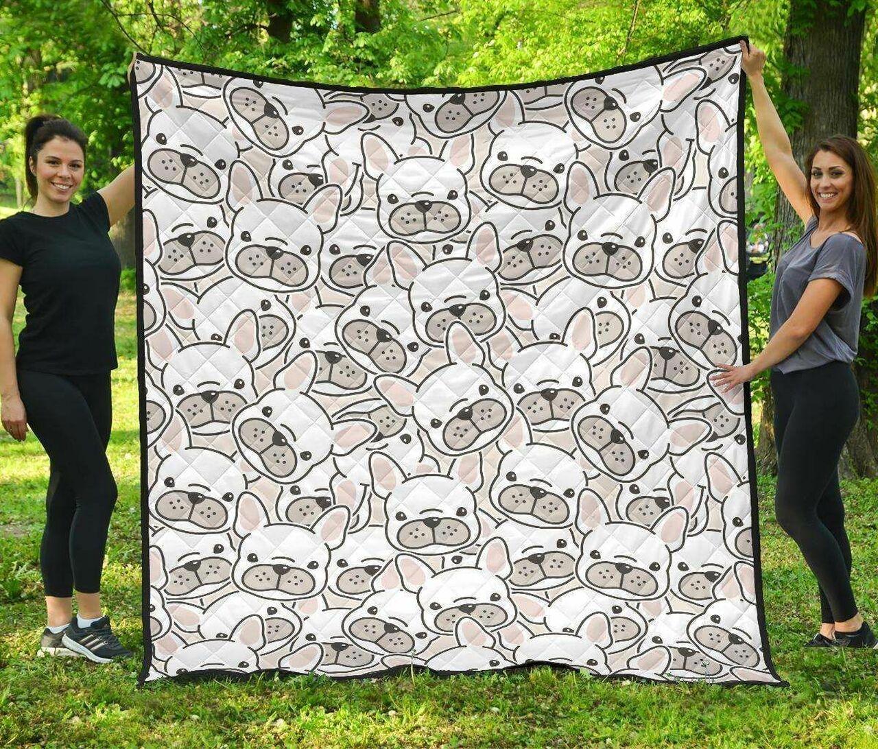 Cute French Bulldog Head Pattern DHCDHC DT1910 Quilt Blanket and Home Decor