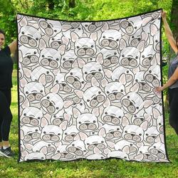 Cute French Bulldog Head Pattern DHCDHC DT1910 Quilt Blanket and Home Decor