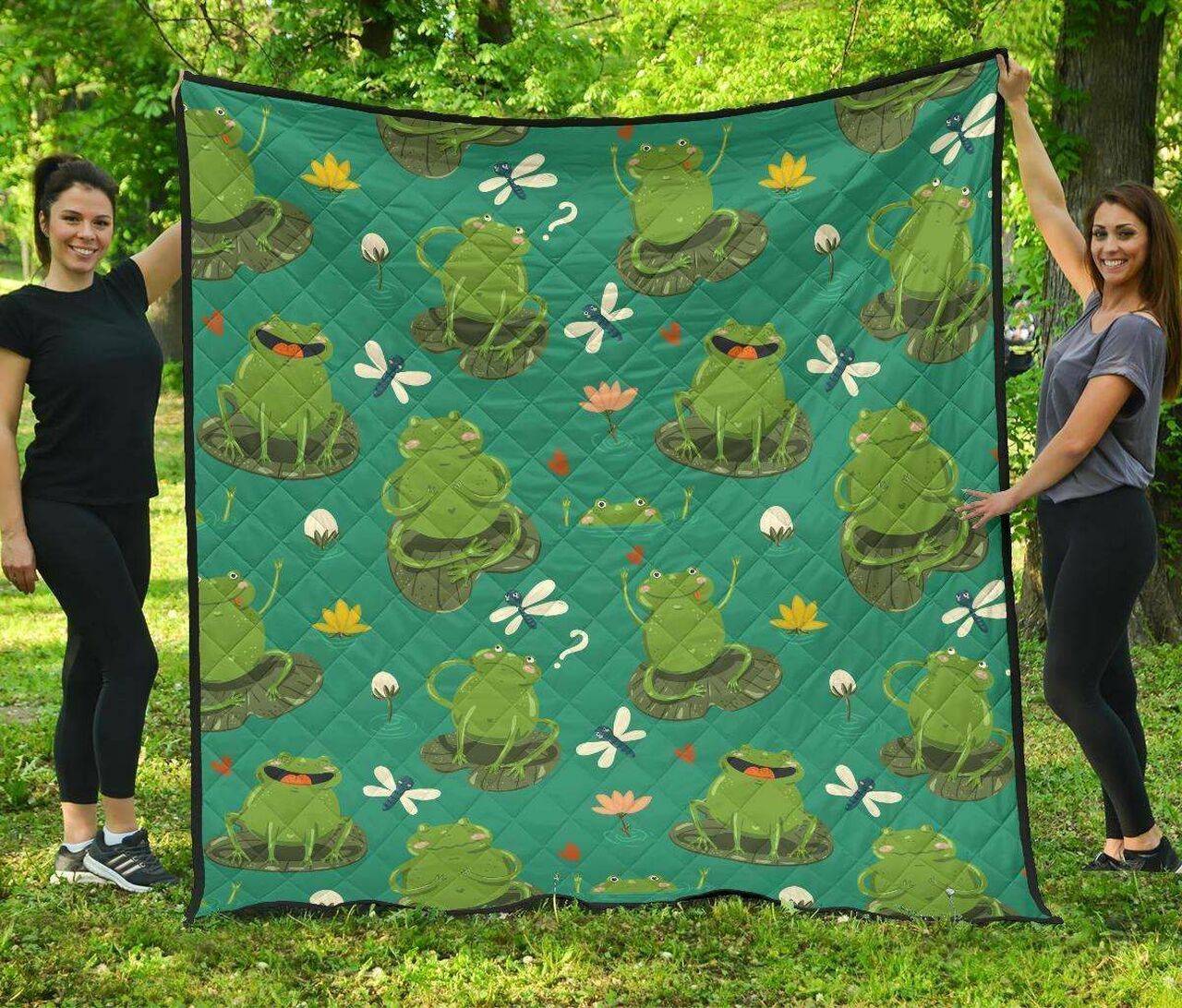 Cute Frog Dragonfly Design Pattern DHCDHC DT1910 Quilt Blanket and Home Decor
