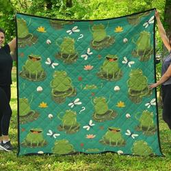 Cute Frog Dragonfly Design Pattern DHCDHC DT1910 Quilt Blanket and Home Decor
