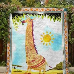 Cute Giraffe Under The Sun Clt190629 Quilt Blanket and Home Decor