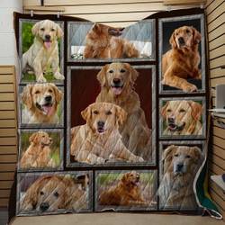 Cute Golden Retriever Ah Quilt Derqey and Home Decor