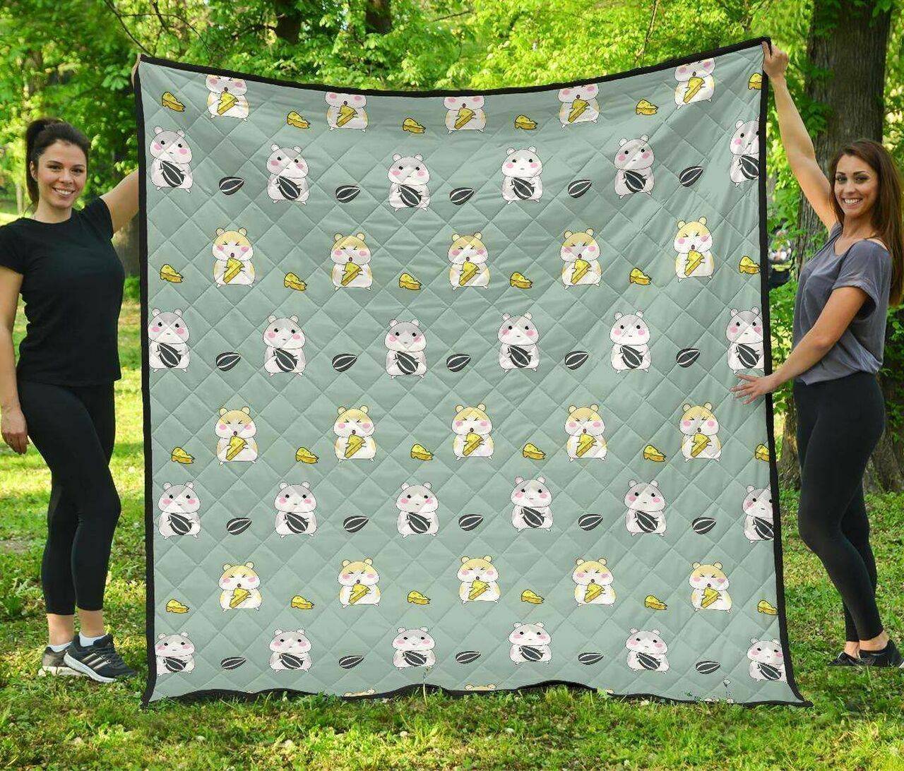 Cute Hamster Cheese Pattern DHCDHC DT1910 Quilt Blanket and Home Decor