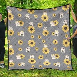 Cute Hamster Sunflower Pattern Background DHCDHC DT1910 Quilt Blanket and Home Decor