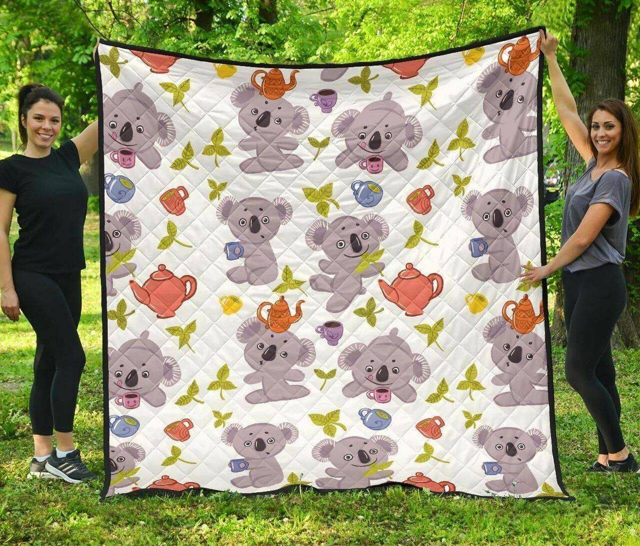 Cute Koalas Teapots Tea DHCDHC DT1910 Quilt Blanket and Home Decor