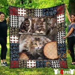 Cute Maine Coon Pets Cat Blanket TH1807 Quilt and Home Decor