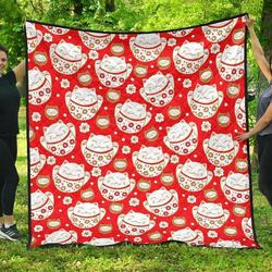Cute Maneki Neko Lucky Cat Red Background DHCDHC DT1910 Quilt Blanket and Home Decor