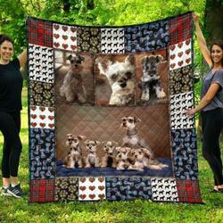 Cute Miniature Schnauzer Pets Dog Quilt Blanket Great Customized Blanket Gifts For Birthday Christmas Thanksgiving      and Home Decor