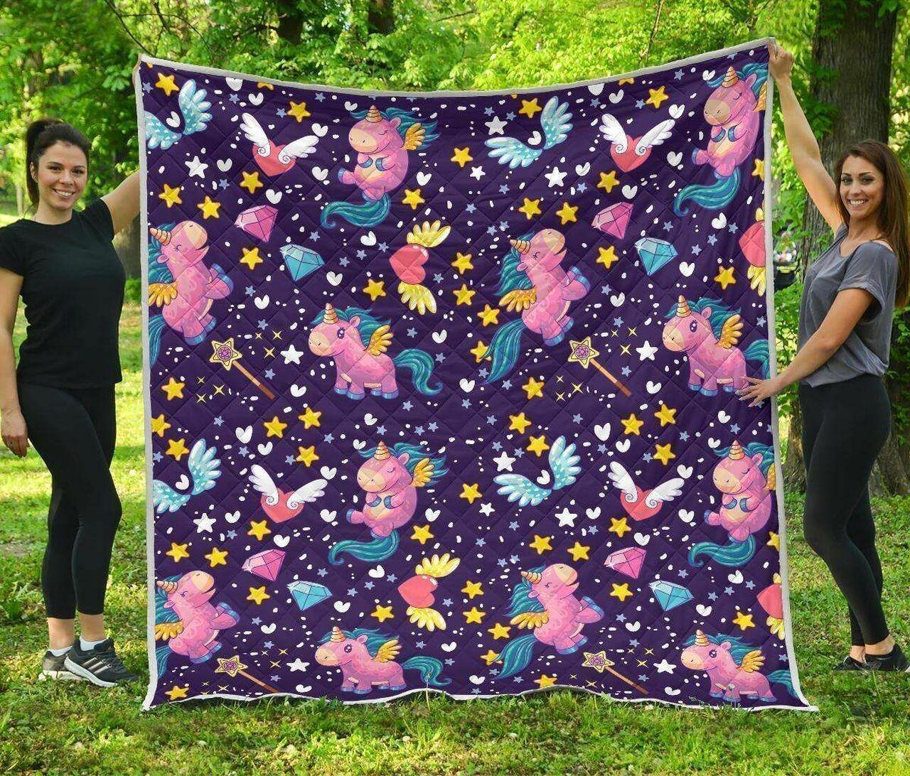 Cute Night Star Unicorn Cl17100220Mdq Quilt Blanket and Home Decor