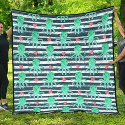 Cute Octopuses Heart Striped Background DHCDHC DT1910 Quilt Blanket and Home Decor