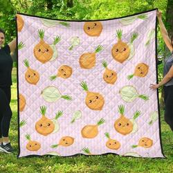 Cute Onions Smiling Faces Purple Background DHCDHC DT1910 Quilt Blanket and Home Decor