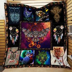 Cute Owl With Dreamcatcher Quilt Blanket ABC07114029 and Home Decor
