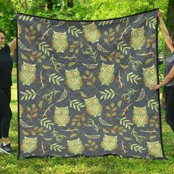 Cute Owls Leaves Pattern DHCDHC DT1910 Quilt Blanket and Home Decor