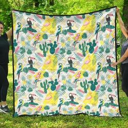 Cute Parrot Toucan Flamingo Cactus Exotic Leaves Pattern DHCDHC DT1910 Quilt Blanket and Home Decor