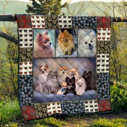 Cute Pomeranian Pets Dog Quilt Blanket Great Customized Blanket Gifts For Birthday Christmas Thanksgiving      and Home Decor
