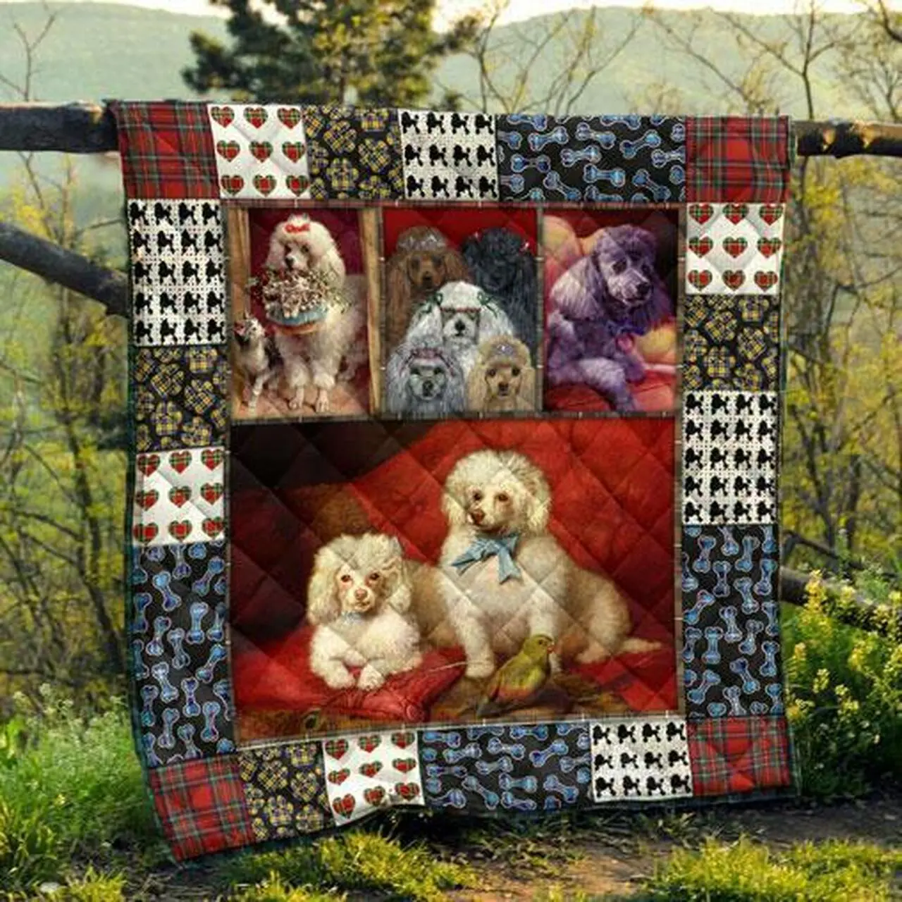 Cute Poodle Pets Dog Quilt Blanket Great Customized Blanket Gifts For Birthday Christmas Thanksgiving and Home Decor