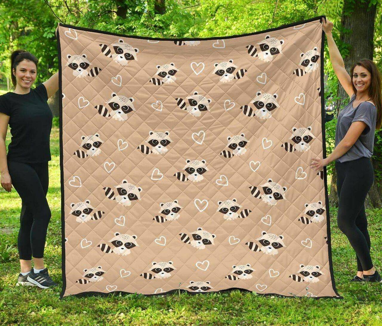 Cute Raccoon Heart Pattern DHCDHC DT1910 Quilt Blanket and Home Decor