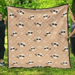 Cute Raccoon Heart Pattern DHCDHC DT1910 Quilt Blanket and Home Decor