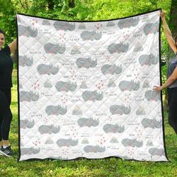 Cute Rhino Heart Pattern DHCDHC DT1910 Quilt Blanket and Home Decor