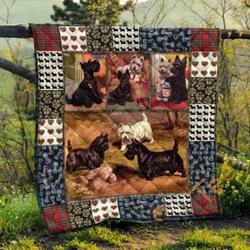 Cute Scottish Terrier Pets Dog Blanket TH1807 Quilt and Home Decor