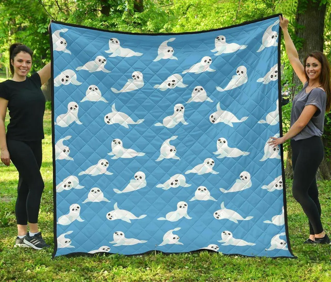 Cute Sea Lion Seal Pattern Background DHCDHC DT1910 Quilt Blanket and Home Decor