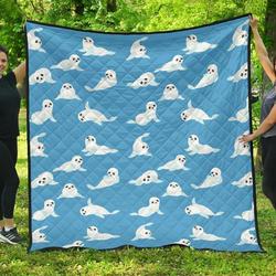 Cute Sea Lion Seal Pattern Background DHCDHC DT1910 Quilt Blanket and Home Decor