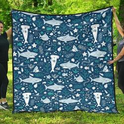 Cute Shark Pattern DHCDHC DT1910 Quilt Blanket and Home Decor