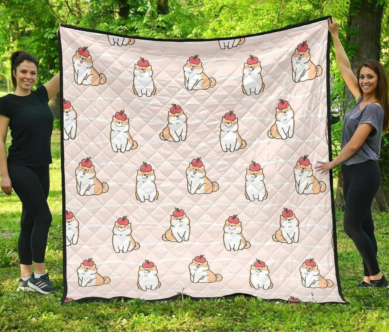 Cute Shiba Inu Dog Apple Pattern DHCDHC DT1910 Quilt Blanket and Home Decor