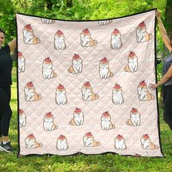 Cute Shiba Inu Dog Apple Pattern DHCDHC DT1910 Quilt Blanket and Home Decor