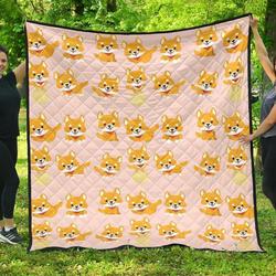 Cute Shiba Inu Dog Pattern DHCDHC DT1910 Quilt Blanket and Home Decor