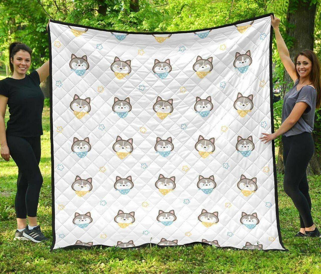 Cute Siberian Husky Pattern DHCDHC DT1910 Quilt Blanket and Home Decor